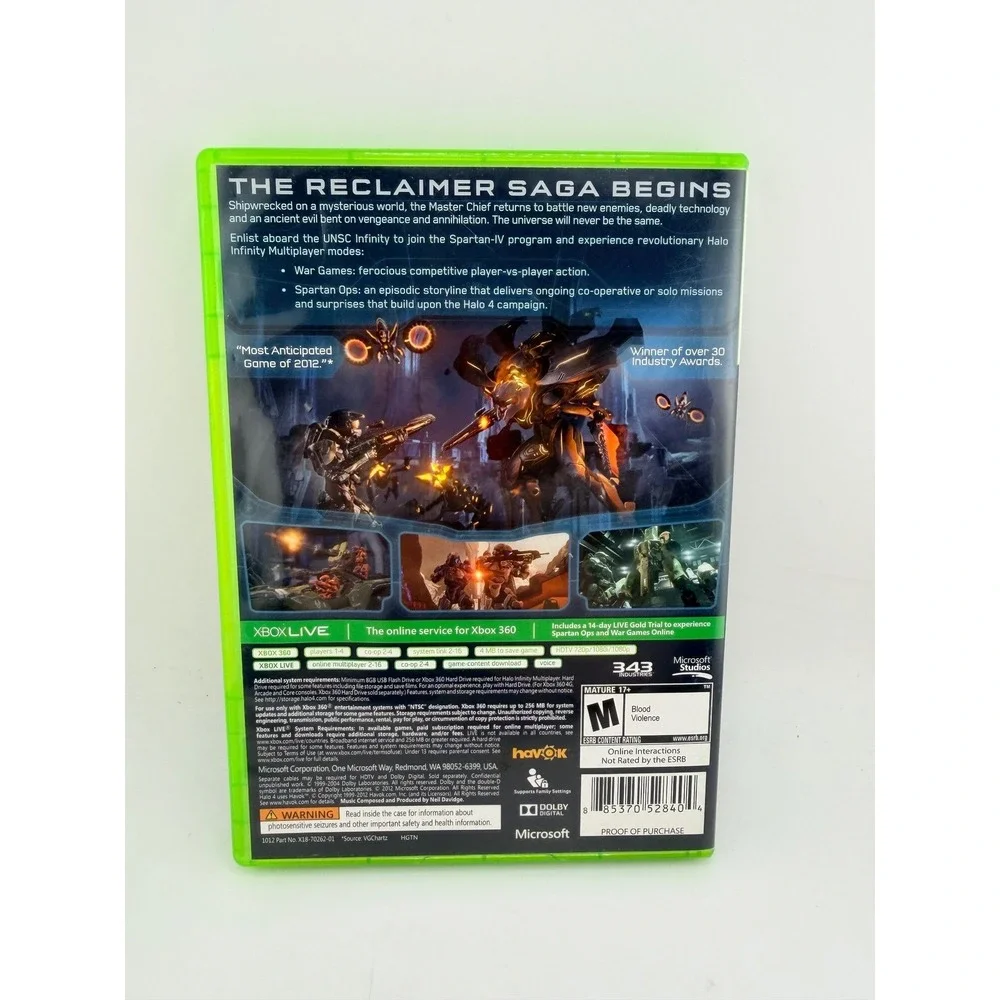Halo 4 Microsoft Xbox 360 2012 First Person Shooter 2-Disc‎ Set Master Chief M